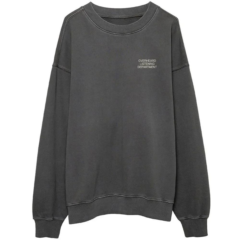 RARE OVERHEARD Oversized Premium Crewneck in Washed Charcoal Grey